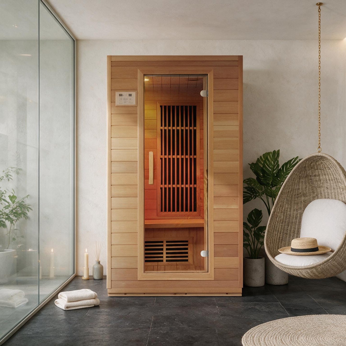 Blisspod, Vienna, Far Infrared Sauna Canadian Hemlock Very Low EMF Sauna, 4 Heaters – 2 Persons