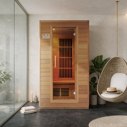 Blisspod, Vienna, Far Infrared Sauna Canadian Hemlock Very Low EMF Sauna, 4 Heaters – 2 Persons