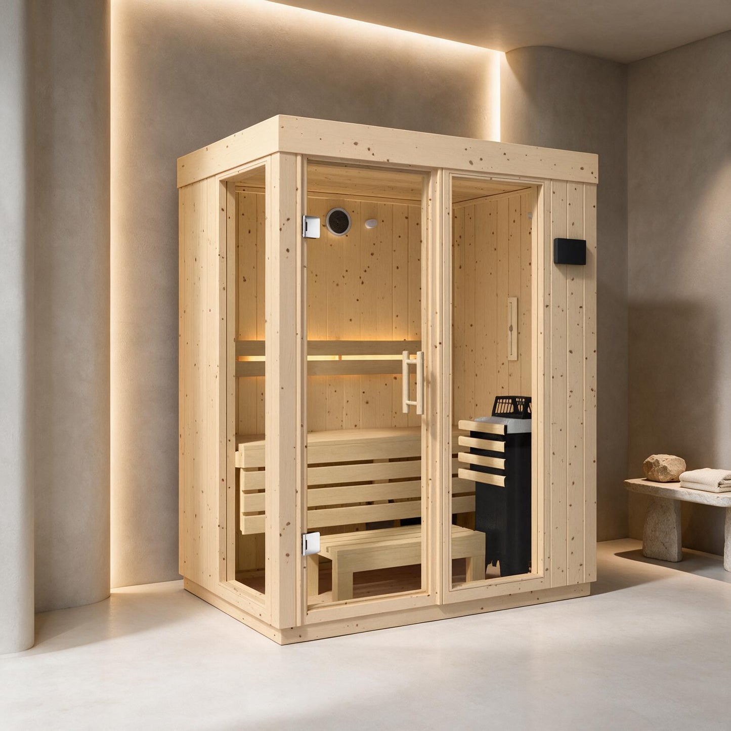 Kohler C1 Luxury Indoor Scandinavian Spruce Home Sauna Kit (SAK60418)
