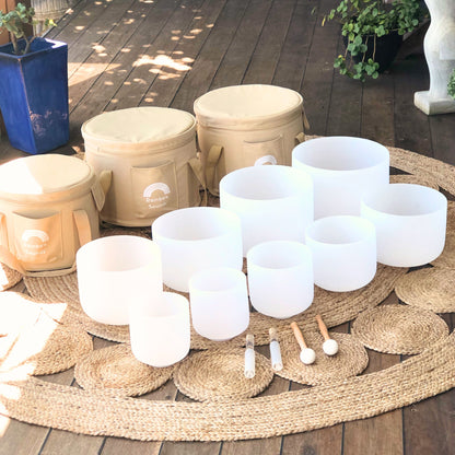 Set of 9 White Sound Therapy Bowls