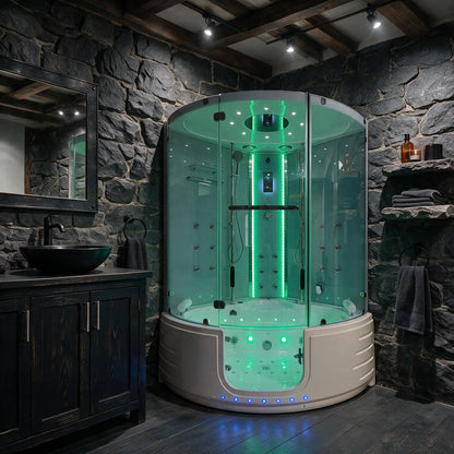 Maya Bath Platinum Comfort Steam Shower With Whirlpool Bathtub [2025 Edition] (SAK93561)