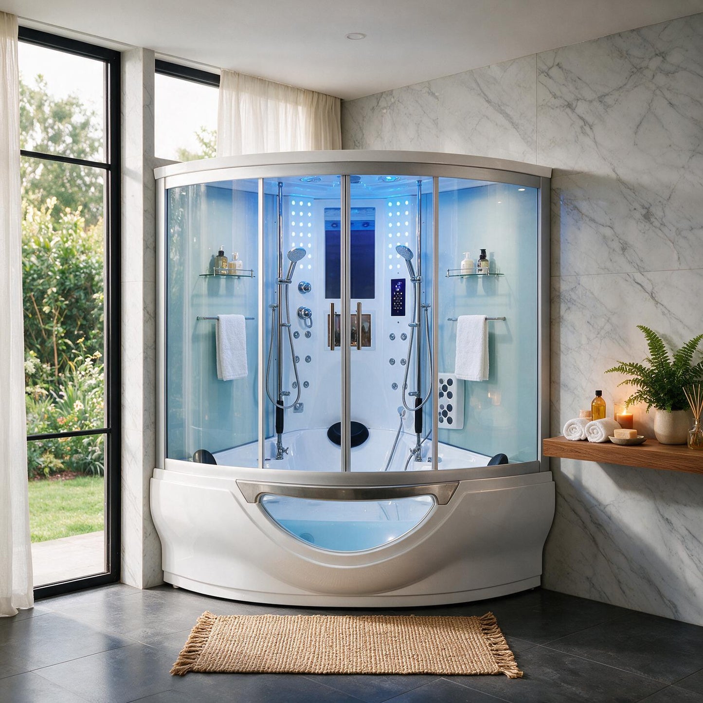 Maya Bath Platinum Superior Steam Shower With Foot Massager (SAK57392)