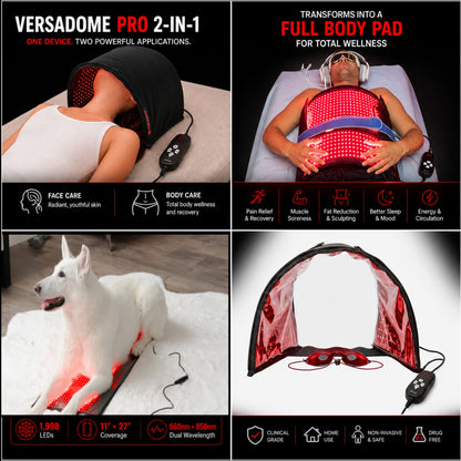 Red Light Therapy VersaDome Pro 2-in-1 – Face & Body Device with 1,998 LEDs