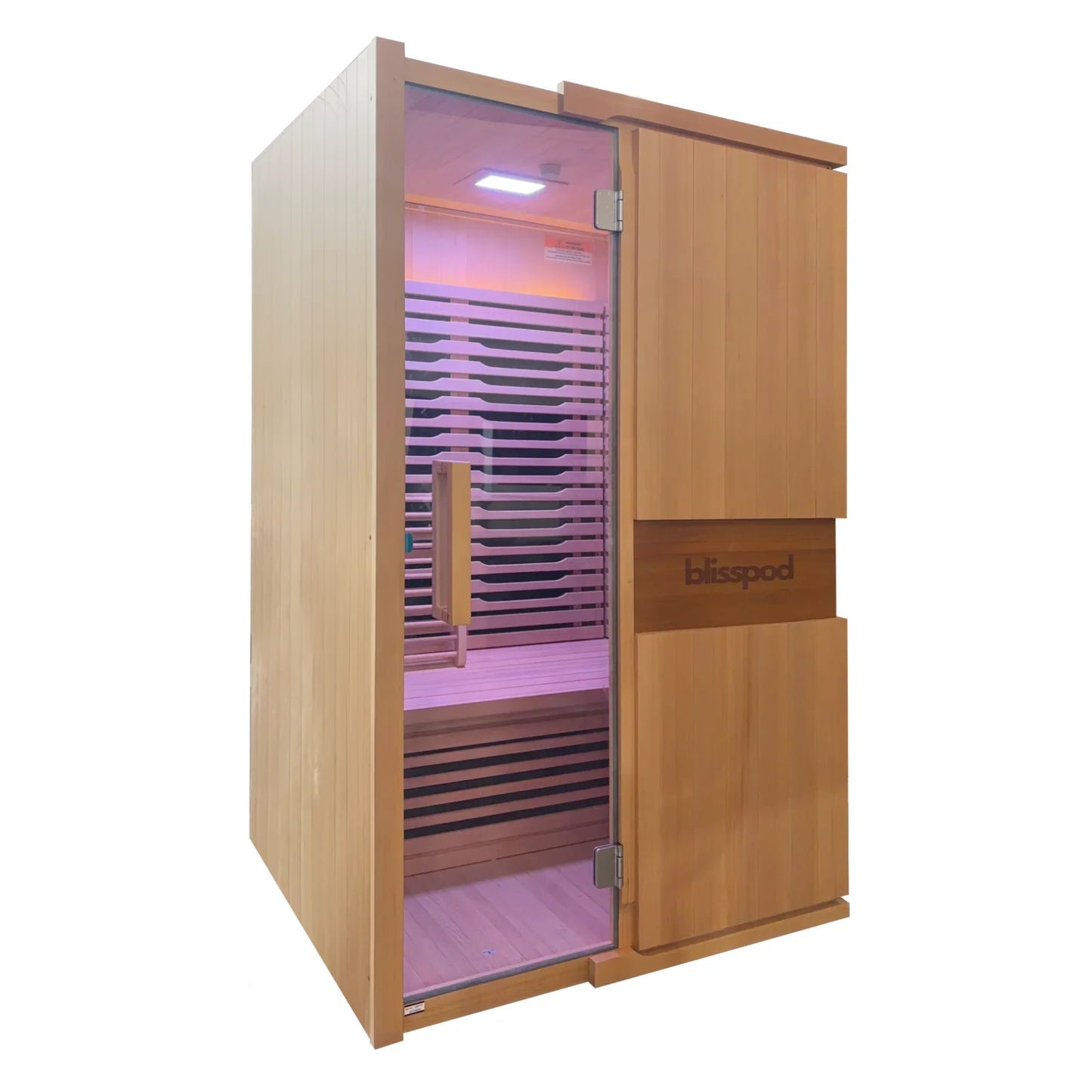 Blisspod | Milano | Full Spectrum Sauna | Canadian Hemlock Wood | Ultra Low EMF | 5 Far Infrared & 1 Red Glass Heater | Chromotherapy | Upto 2 Person
