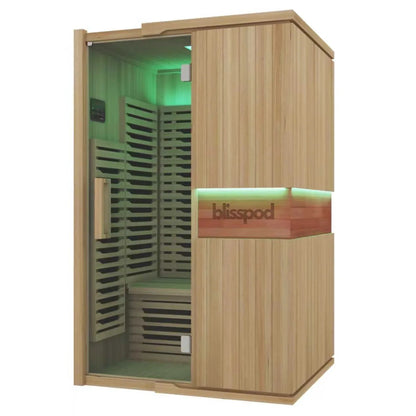 Blisspod | Milano | Full Spectrum Sauna | Canadian Hemlock Wood | Ultra Low EMF | 5 Far Infrared & 1 Red Glass Heater | Chromotherapy | Upto 2 Person