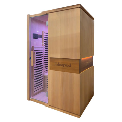 Blisspod | Milano | Full Spectrum Sauna | Canadian Hemlock Wood | Ultra Low EMF | 5 Far Infrared & 1 Red Glass Heater | Chromotherapy | Upto 2 Person