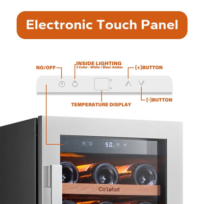 15 Inch Wine Cooler Refrigerator, 33 Bottle Wine Fridge with Glass Door Built-In & Freestanding Wine Cooler for Home/Office