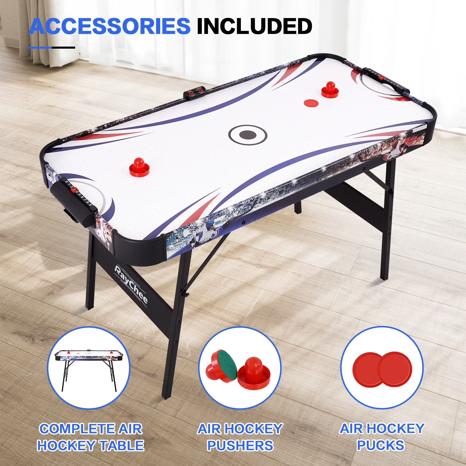 Raychee 48In Air Hockey Game Table with 2X Stronger Motor, Digital LED Scoreboard
