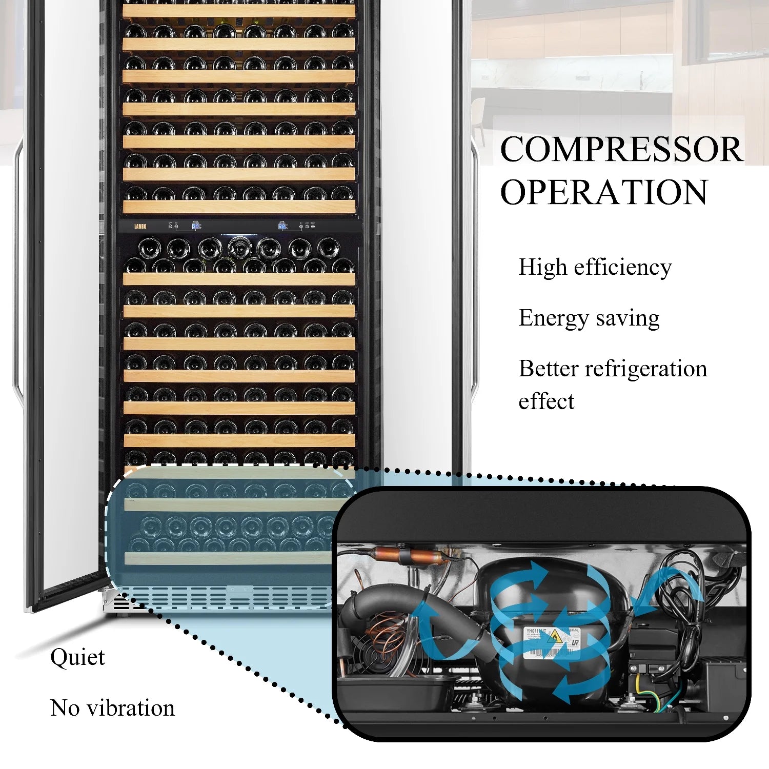 32 Inch 255 Bottle Dual Zone Compressor Freestanding Wine Refrigerator
