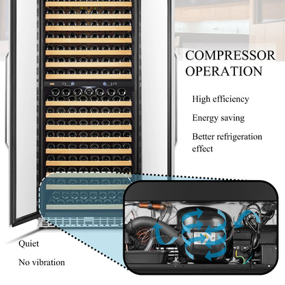 32 Inch 255 Bottle Dual Zone Compressor Freestanding Wine Refrigerator