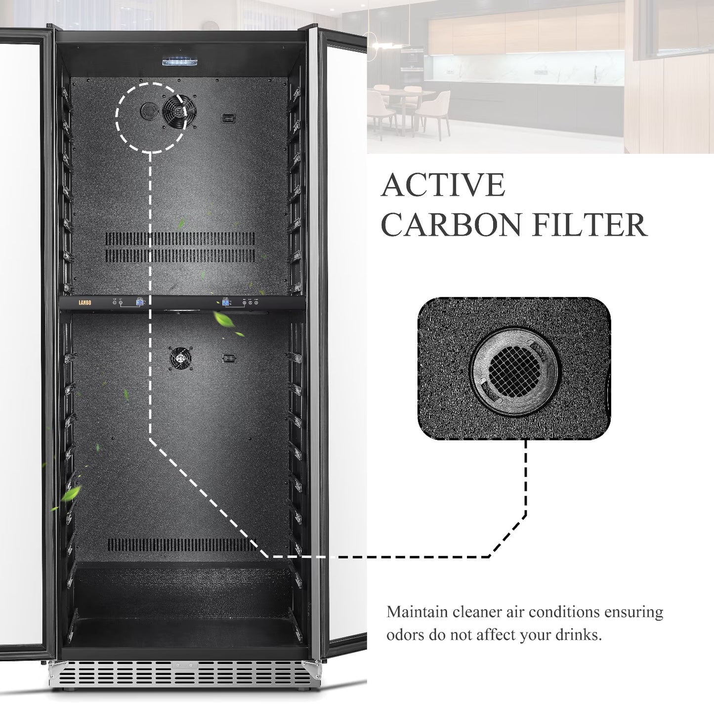32 Inch 255 Bottle Dual Zone Compressor Freestanding Wine Refrigerator