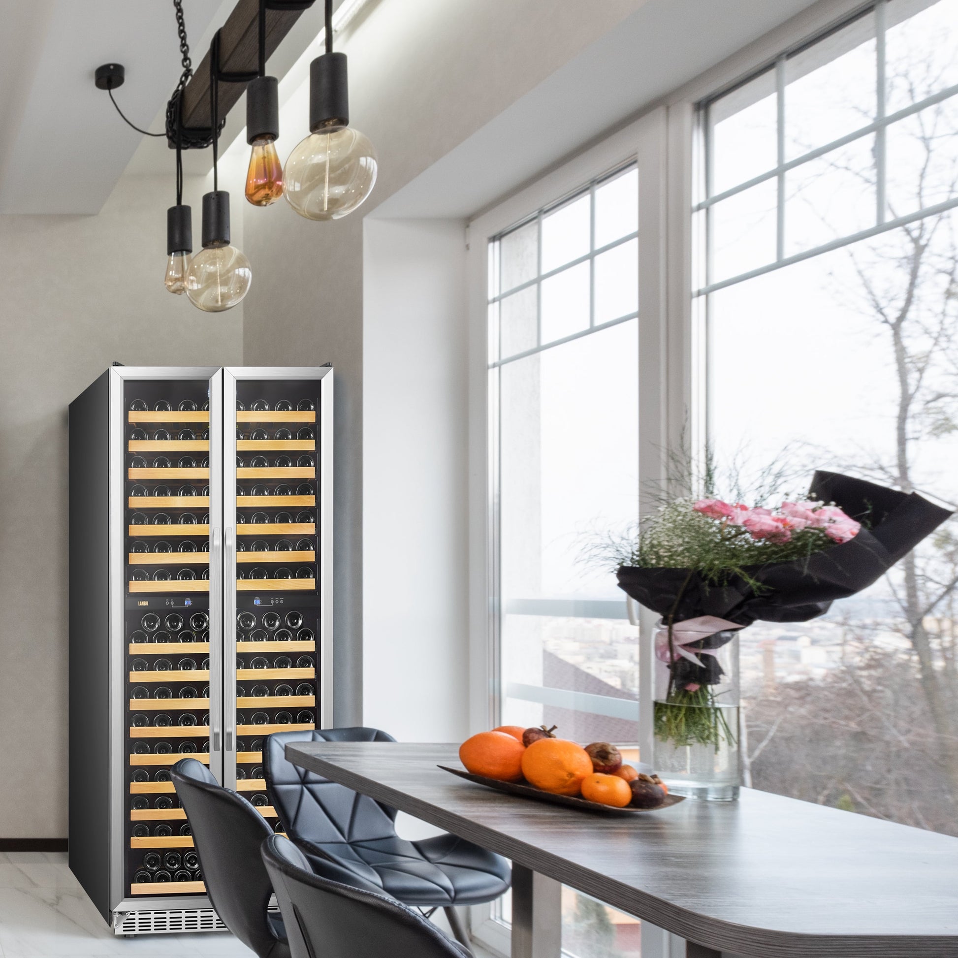 32 Inch 255 Bottle Dual Zone Compressor Freestanding Wine Refrigerator