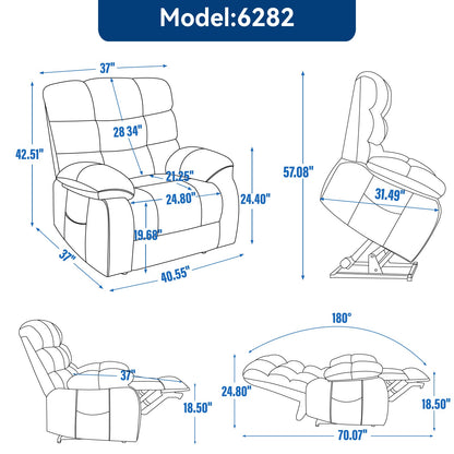 Lift Recliner Chair Heat Massage Dual Motor Infinite Position Up to 350 LBS Large Electric Power Lift Recliners with Power-Remote, Medium-firm and Heavy duty, Brown