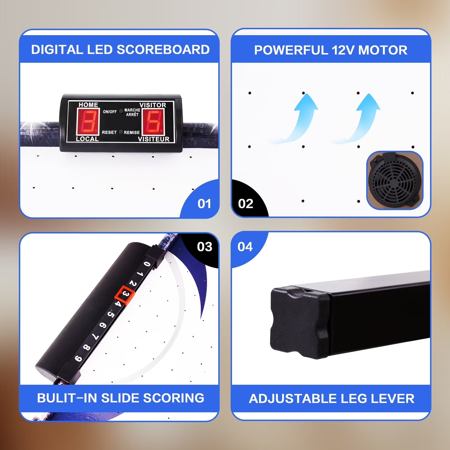 Raychee 48In Air Hockey Game Table with 2X Stronger Motor, Digital LED Scoreboard