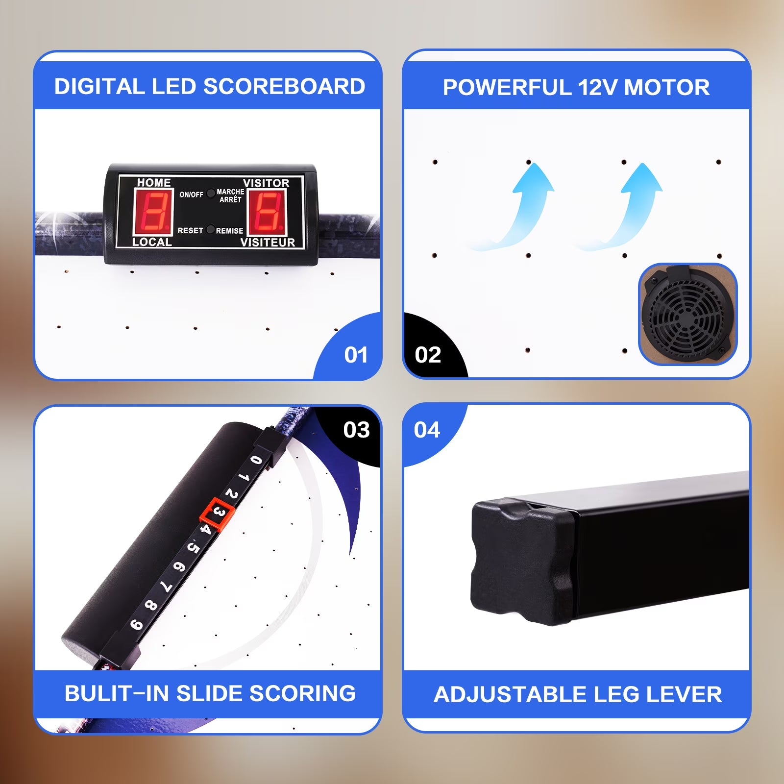 Raychee 48In Air Hockey Game Table with 2X Stronger Motor, Digital LED Scoreboard