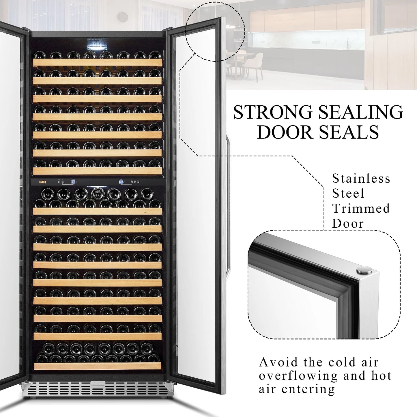 32 Inch 255 Bottle Dual Zone Compressor Freestanding Wine Refrigerator