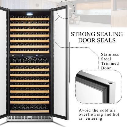 32 Inch 255 Bottle Dual Zone Compressor Freestanding Wine Refrigerator