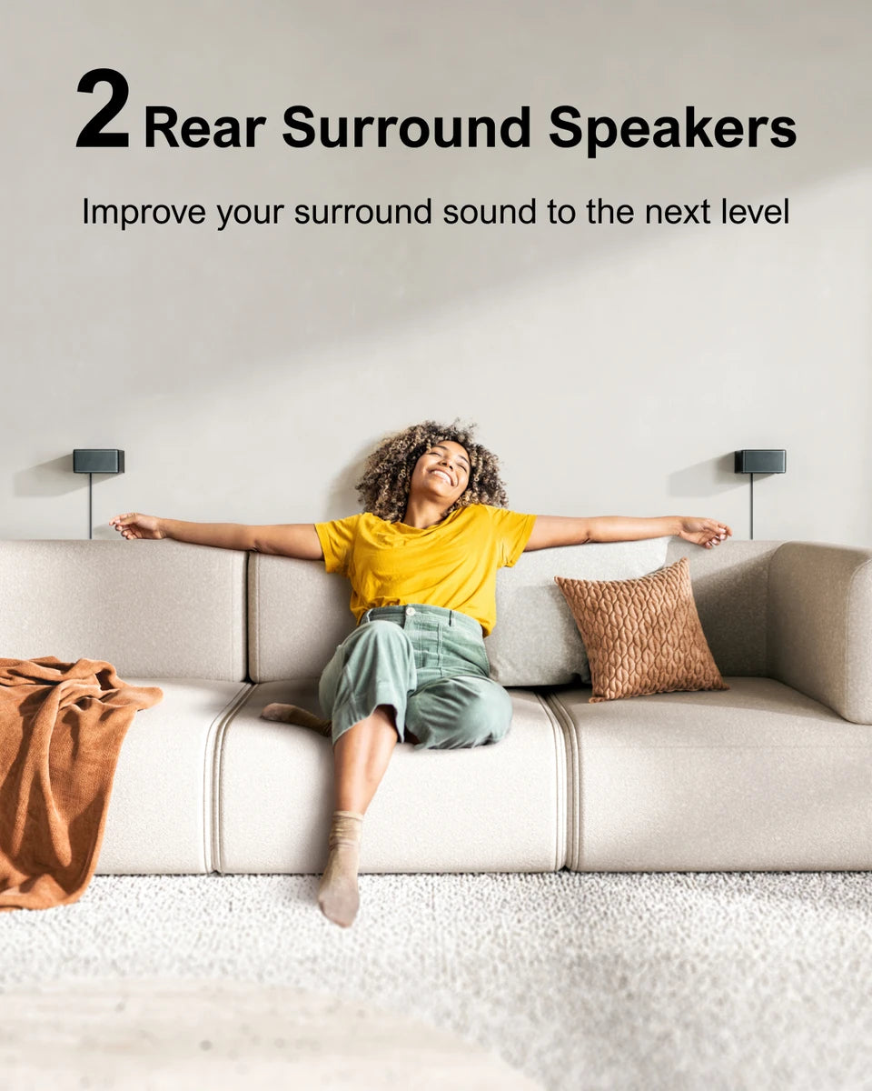 7.1 Surround Soundbar, 3D Virtual Surround Sound System with Subwoofer,2 Rear Speakers, Home Theater TV Speakers,Black