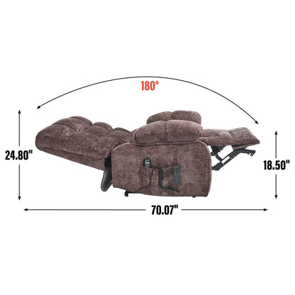 Lift Recliner Chair Heat Massage Dual Motor Infinite Position Up to 350 LBS Large Electric Power Lift Recliners with Power-Remote, Medium-firm and Heavy duty, Brown