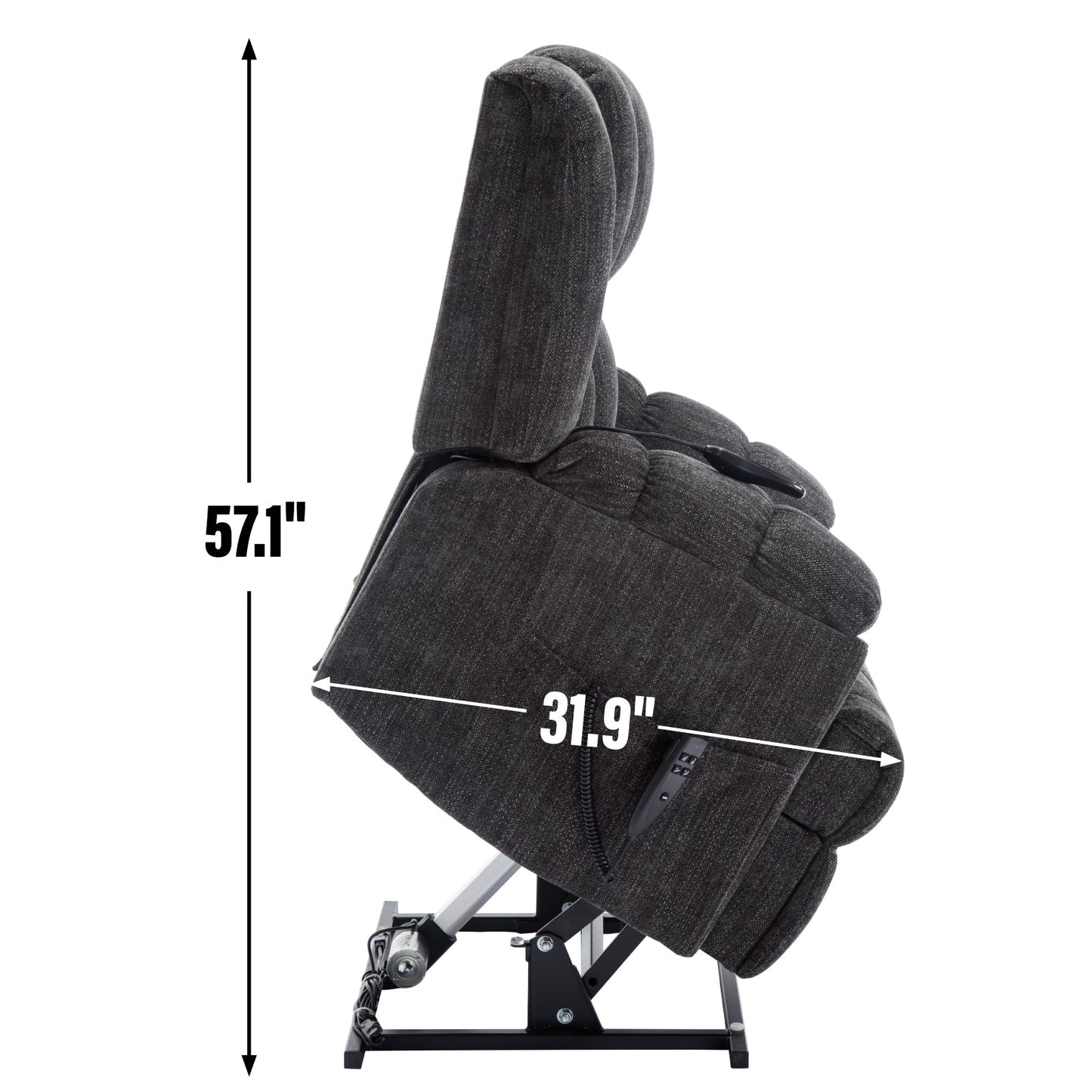 Dual Motor Heat Massage Infinite Position Up to 350 LBS Electric Power Lift Recliners with Power-Remote, Medium-firm and Heavy Duty, Grey