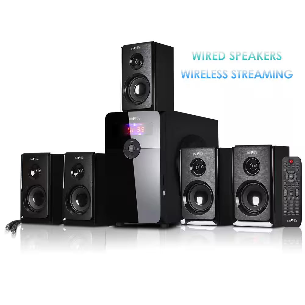5.1-Channel Surround Sound Bluetooth Speaker System in Black