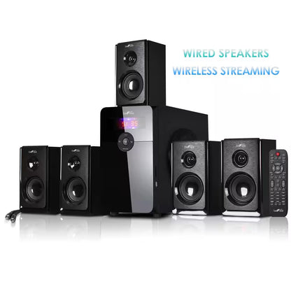 5.1-Channel Surround Sound Bluetooth Speaker System in Black