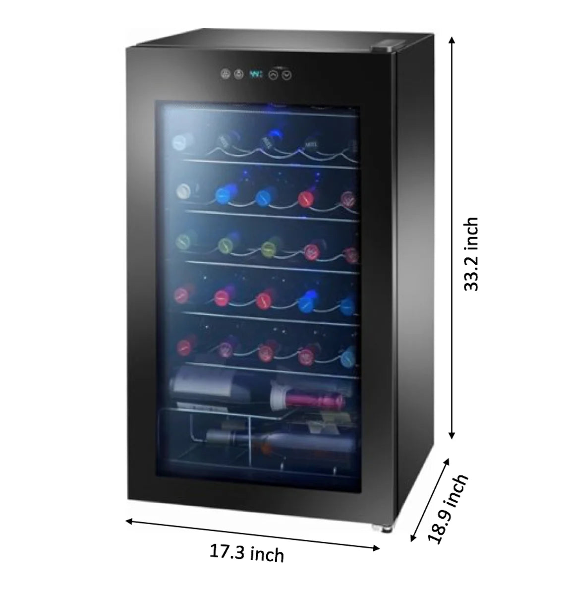 Premium 34-Bottle Standard Wine Cooler, Glass Door, AWCA034ADB