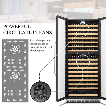 32 Inch 255 Bottle Dual Zone Compressor Freestanding Wine Refrigerator