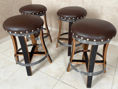 Whiskey & Wine Barrel Home Bar Set #1 — Bar Cabinet, Pub Table & Stools - Pub Set