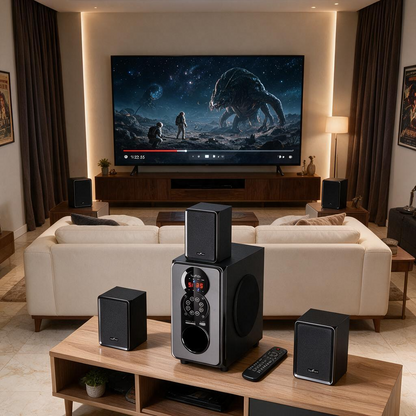 5.1-Channel Surround Sound Bluetooth Speaker System in Black