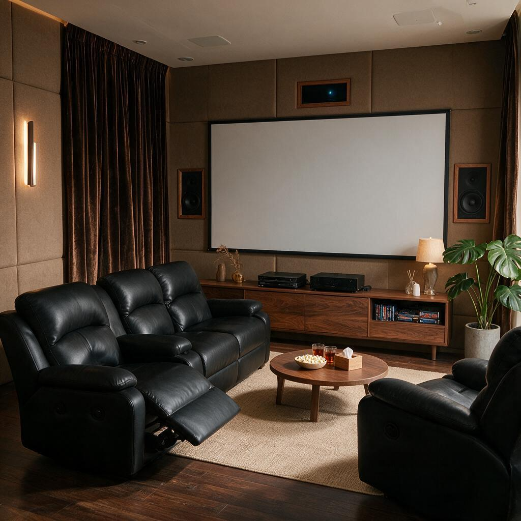 Black Recliner Sofa Set For Living Room Theater Seating
