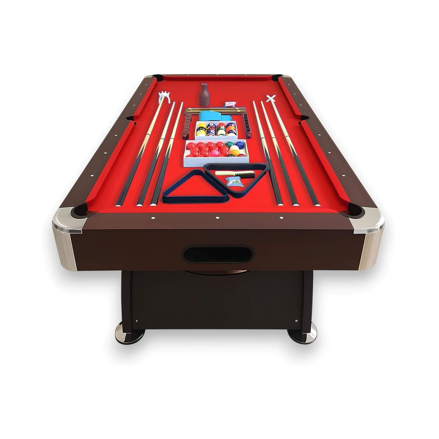 8FT Modern Red Felt Billiard Pool Table With Automatic Ball Return And Accessories Kit (SAK76139)
