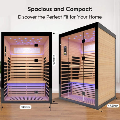 Thermora Vapor Luxury 2-Person Canadian Hemlock Wood Far Infrared Home Sauna (SAK56874)