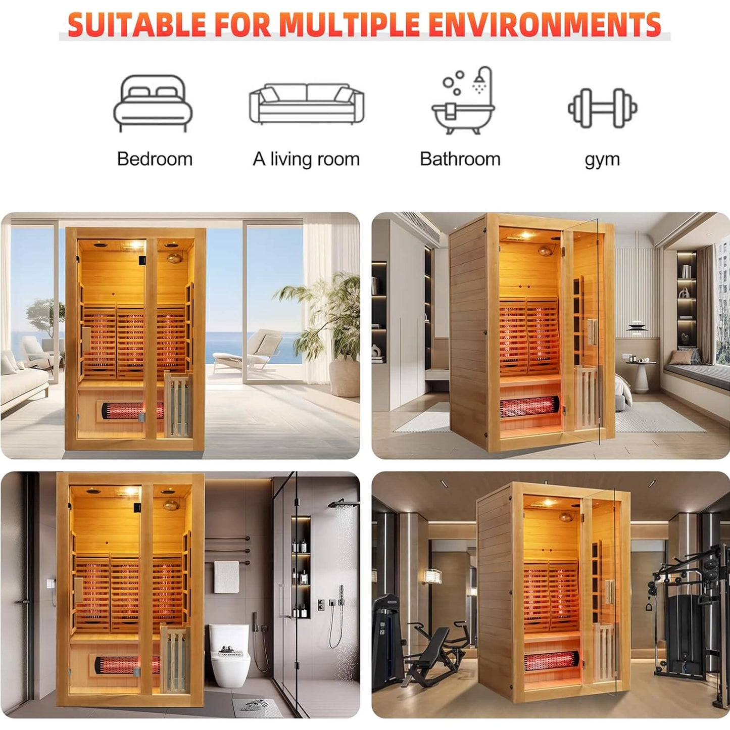 Rövia Luma 2-Person Indoor Hybrid Sauna Room With Infrared And 3.5KW Steam Heater [Made-To-Order] (SAK83750)
