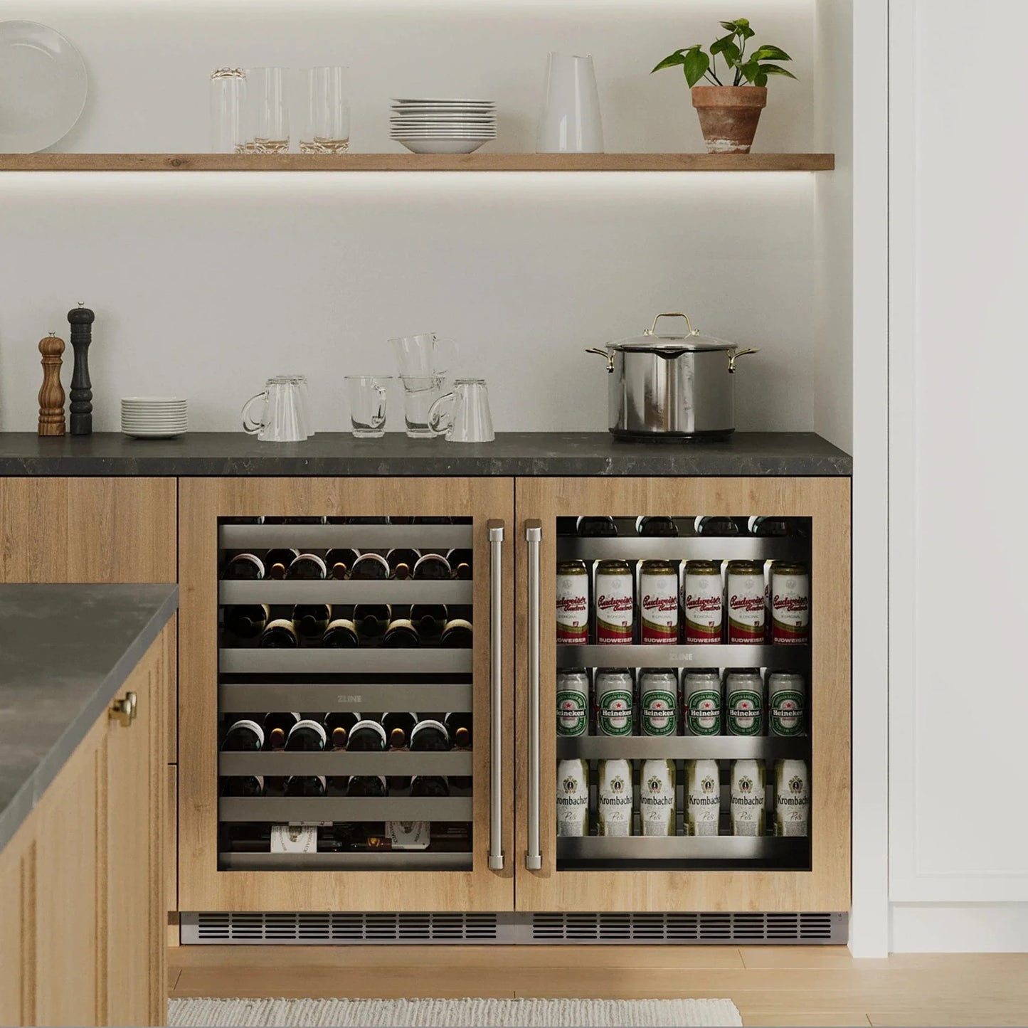 ZLINE 24 in. Touchstone Dual Zone 44 Bottle Wine Cooler With Panel Ready Glass Door RWDPO-24