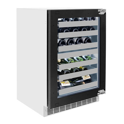 ZLINE 24 in. Touchstone Dual Zone 44 Bottle Wine Cooler With Panel Ready Glass Door RWDPO-24