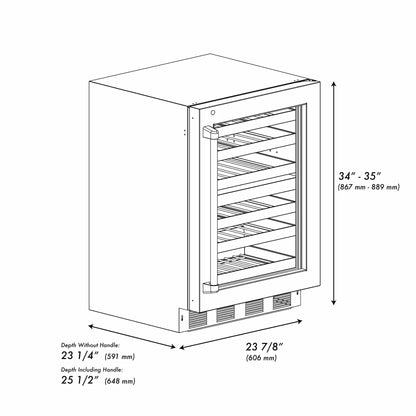 ZLINE 24 in. Touchstone Dual Zone 44 Bottle Wine Cooler With Stainless Steel Glass Door RWDO-GS-24