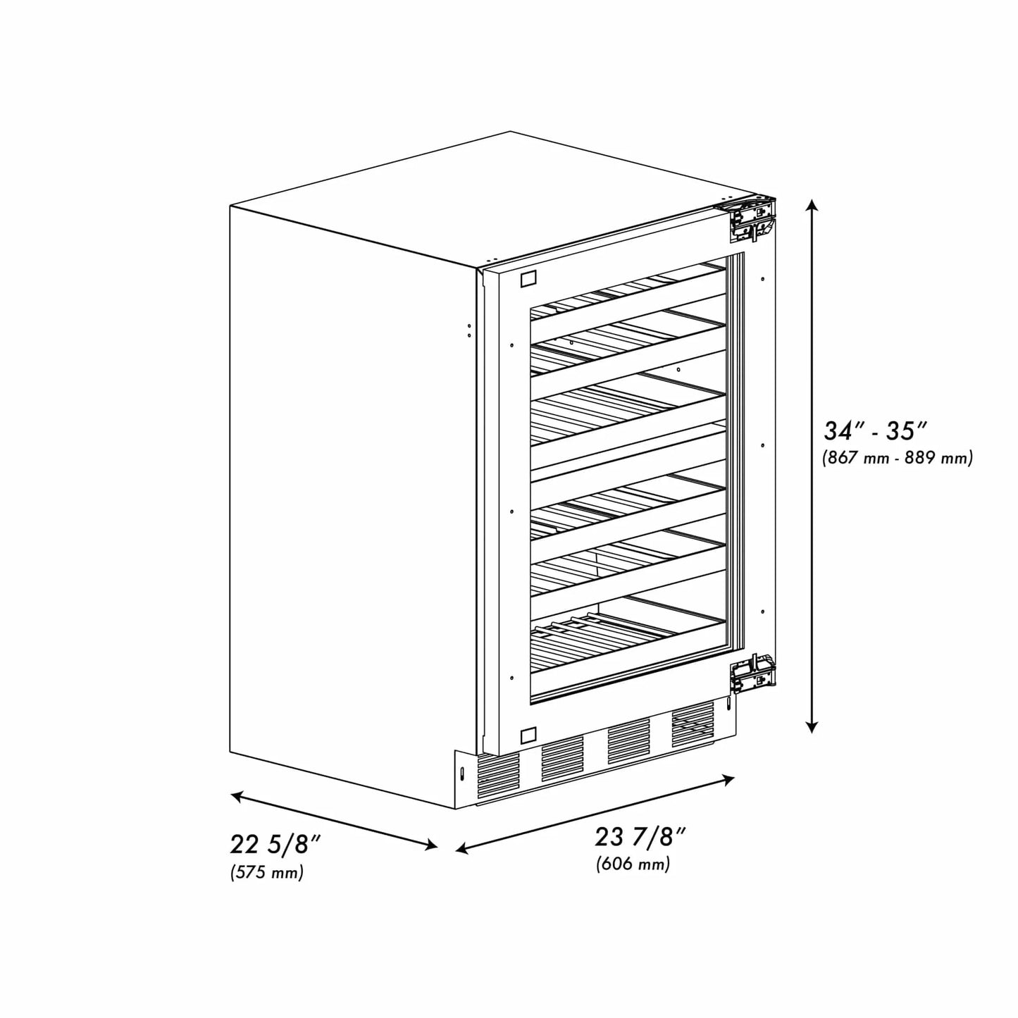 ZLINE Autograph 24 in. Dual Zone 44 Bottle Wine Cooler With Panel Ready Glass Door And Champagne Bronze Handle RWDPOZ-24-CB