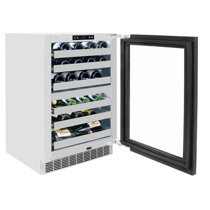 ZLINE Autograph Edition 24 in. Touchstone Dual Zone 44 Bottle Wine Cooler With Panel Ready Glass Door And Matte Black Handle RWDPOZ-24-MB