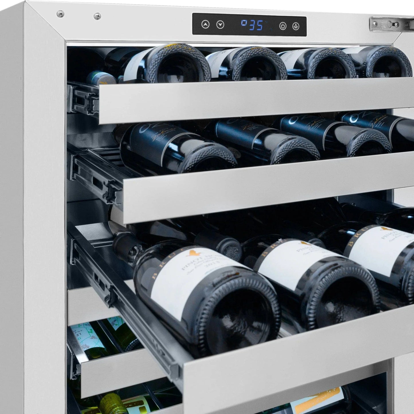 ZLINE Autograph Edition 24 in. Touchstone Dual Zone 44 Bottle Wine Cooler With Panel Ready Glass Door And Matte Black Handle RWDPOZ-24-MB